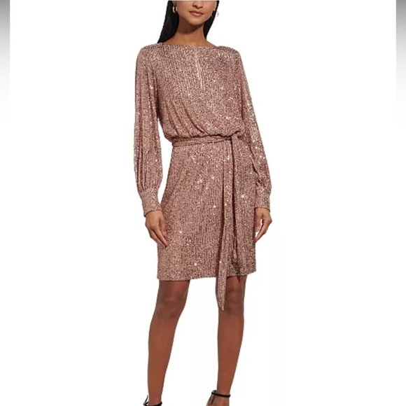 💃🏻Eliza J Gold Sheath Sequined Dress - Picture 1 of 8